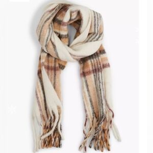 Cozy Plaid Scarf in Cream and Brown "SCARF ONLY"
